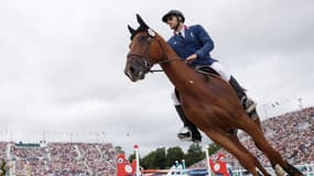 Valentin Prades lors des demi-finales du pentathlon moderne, le 9 août 2024