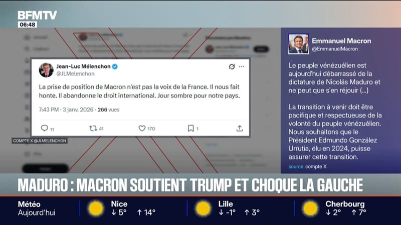 SIGNÉ BFM - "Il nous fait honte": la gauche dénonce la réaction d'Emmanuel Macron après la capture de Nicolás Maduro