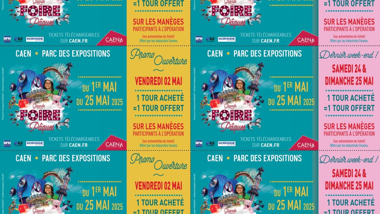 Promotions Grande Foire de Pâques de Caen, tickets offerts par BFM Normandie Promotions Grande Foire de Pâques de Caen, tickets offerts par BFM Normandie