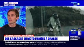 Thibaut Nogues filme des cascades en moto dans les rues de Grasse