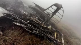 Les débris d'un avion qui s'est écrasé près du Monte Bocco, en Italie, causant la mort de ses trois passagers, des Français, cliché diffusé le 19 septembre 2024