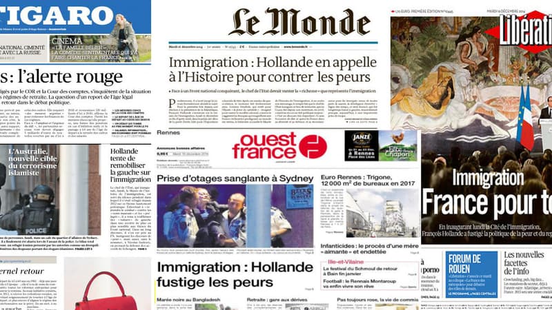Le Figaro, Le Monde, Libération et Ouest-France du 16 décembre