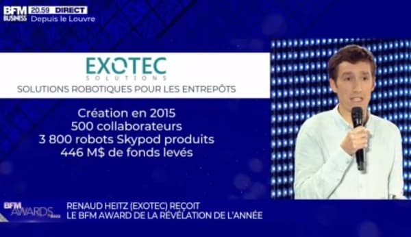 The BFM Award for Newcomer of the Year goes to Exotec and its co-founder Renaud Heitz. 