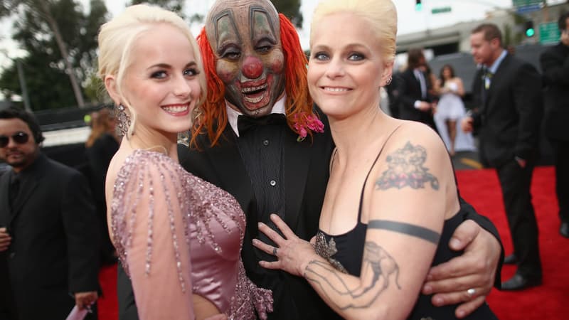 Shawn Crahan avec sa fille et son épouse en 2014.