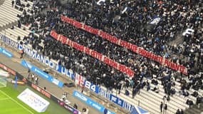 La banderole des supporteurs marseillais avant OM-Monaco, 27 janvier 2024