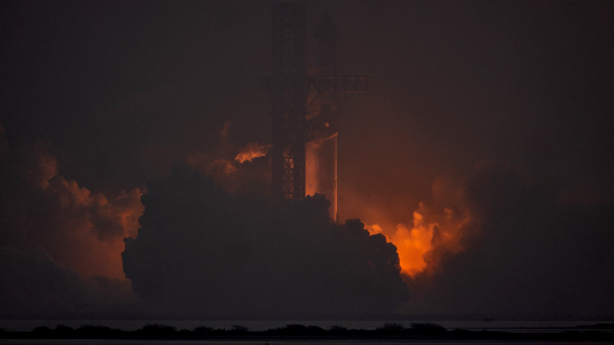  La fusée SpaceX Starship Flight 3 est lancée dans les installations de la base stellaire le 14 mars 2024 à Brownsville, au Texas.