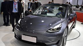 Image d'illustration - Une Tesla Model 3 au salon automobile de Shanghai le 19 avril 2021