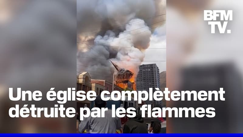 Chili: les images d'une église historique ravagée par les flammes