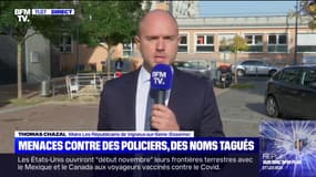 Tags menaçant nommément des policiers dans l'Essonne: "C'est inquiétant pour nos agents de police (...) comment ces informations peuvent-elles être diffusées ?", s'interroge Thomas Chazal, maire LR de Vigneux-sur-Seine