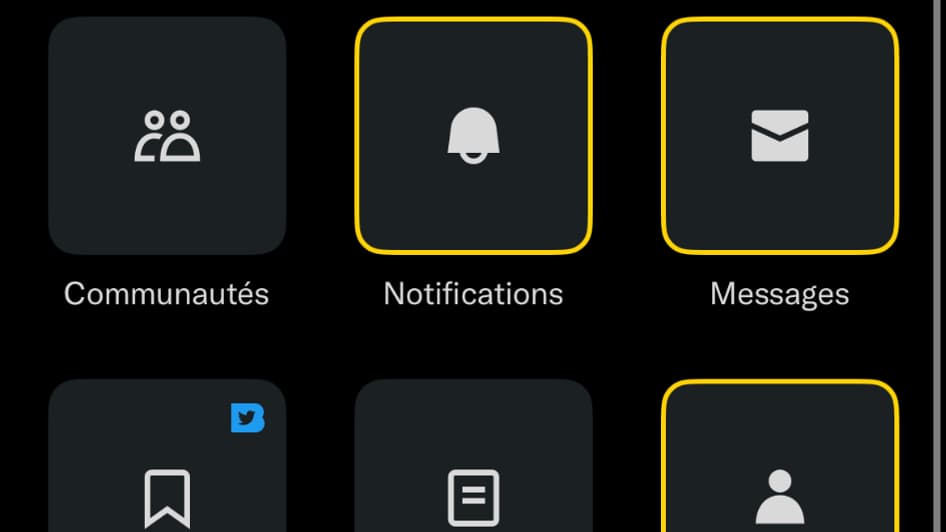 Twitter Blue offre une navigation personnalisée pour le bas de l'application.