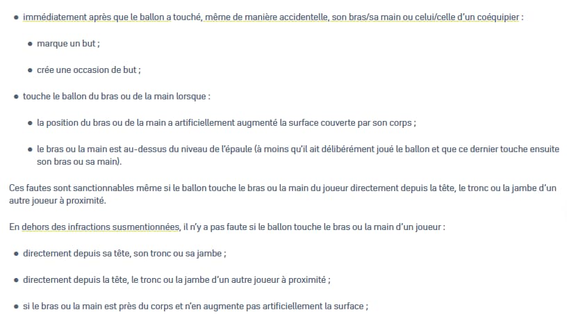 La loi du jeu n°12 de l'IFAB