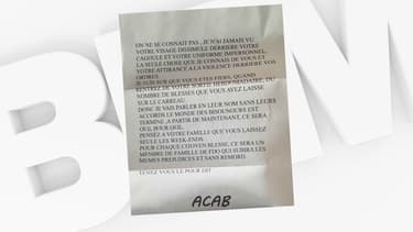 Le courrier reçu par certains policiers.