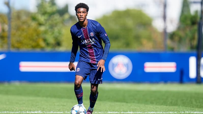 Le joueur du PSG Noham Kamara lors de la première journée de Youth League, 17 septembre 2025