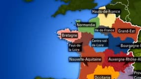 La carte des nouvelles régions de France.