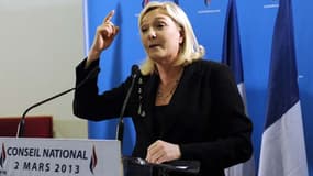 Marine Le Pen au Conseil national du FN à Sèvres le 2 mars 2013.