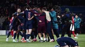 Le PSG le 7 mai 2025 après sa qualification pour la finale de Ligue des champions 