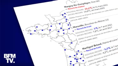 CARTE. Fin mars et début avril 2021, des centaines de records de chaleur et de froid ont été battus en France