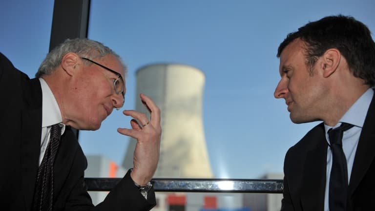 Le PDG d'EDF, Jean-Bernard Levy, et Emmanuel Macron.