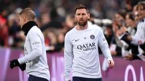 Lionel Messi à l'échauffement avant le match face à Lyon (0-1)