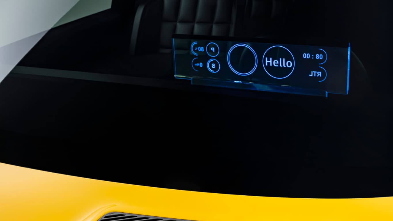 Renault évoque "des lampes d'appui-tête" et "des informations affichées sur un petit écran transparent du tableau de bord".