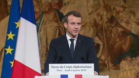 Emmanuel Macron lors des voeux au corps diplomatique.