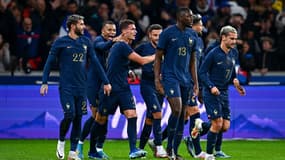 La joie de l'équipe de France après sa victoire face à l'Ecosse (4-1) en amical, le 17 octobre 2023