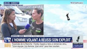 "La pression va retomber (...) On va fêter ça avec l'équipe." La femme de Franky Zapata réagit à l'exploit de son mari