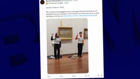 Deux militantes de Riposte Alimentaire au musée des Beaux-Arts à Lyon ce samedi 10 février 2024.