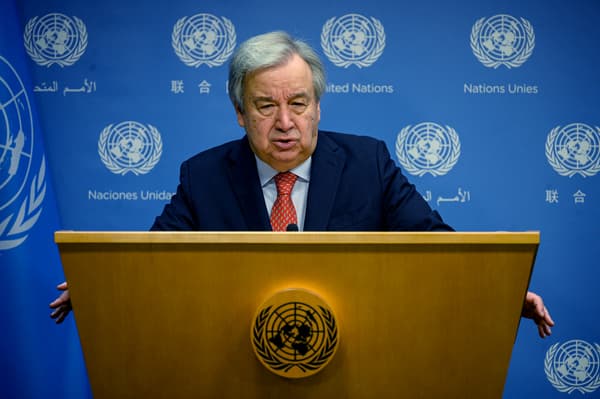 Le secrétaire général des États-Unis, Antonio Guterres, au siège de l'ONU à New York, le 27 juillet 2023.