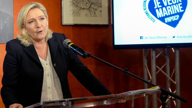 Marine Le Pen en campagne pour la présidence de la région Nord-Pas-de-Calais/Picardie. 