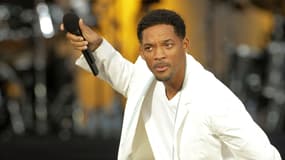 Will Smith lors d'un concert à Londres en 2008 pour les 90 ans de Nelson Mandela.