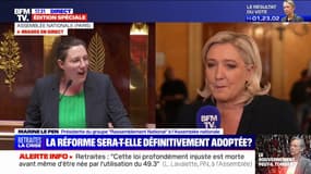 Marine Le Pen: "Quand on est dans l'opposition, on vote la motion de censure, sinon on est dans la majorité"