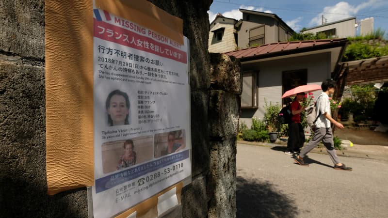Un avis de recherche pour Tiphaine Véron, placardé à Nikko, et photographié le 23 août. 