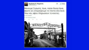 L'un des tweets qui ont mené à la démission du secrétaire d'Etat Dimitris Kammenos.