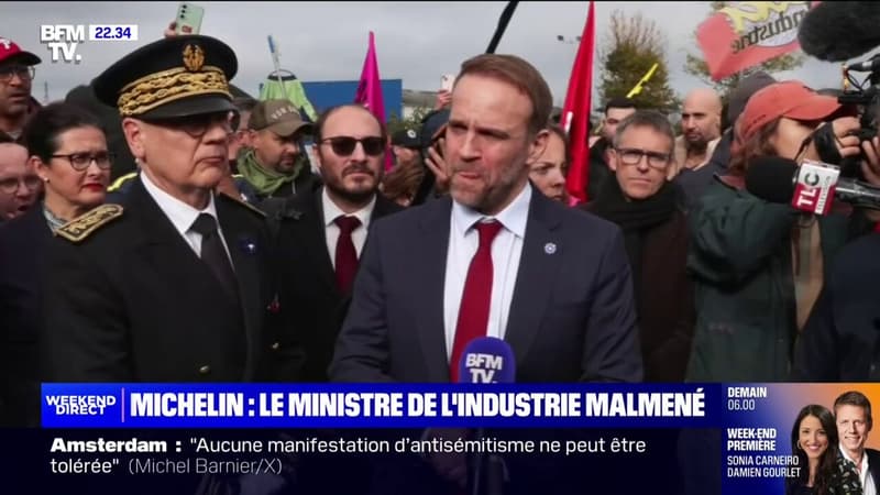 Michelin: le ministre de l'Industrie malmené à l'usine de Cholet