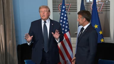 Le président américain Donald Trump et le président français Emmanuel Macron le 15 juin 2026 à Évian-les-Bains (Haute-Savoie).