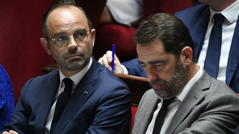 Le Premier ministre Edouard Philippe et le chef de la République en marche et secrétaire d'Etat aux relations avec le Parlement Christophe Castaner, le 24 juillet 2018 lors d'une session de QAG à l'Assemblée. 