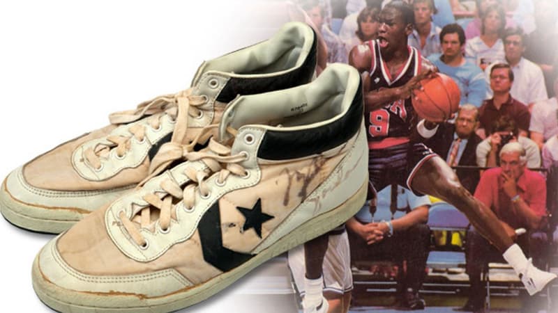 Ces baskets avaient été portées par la légende en 1984