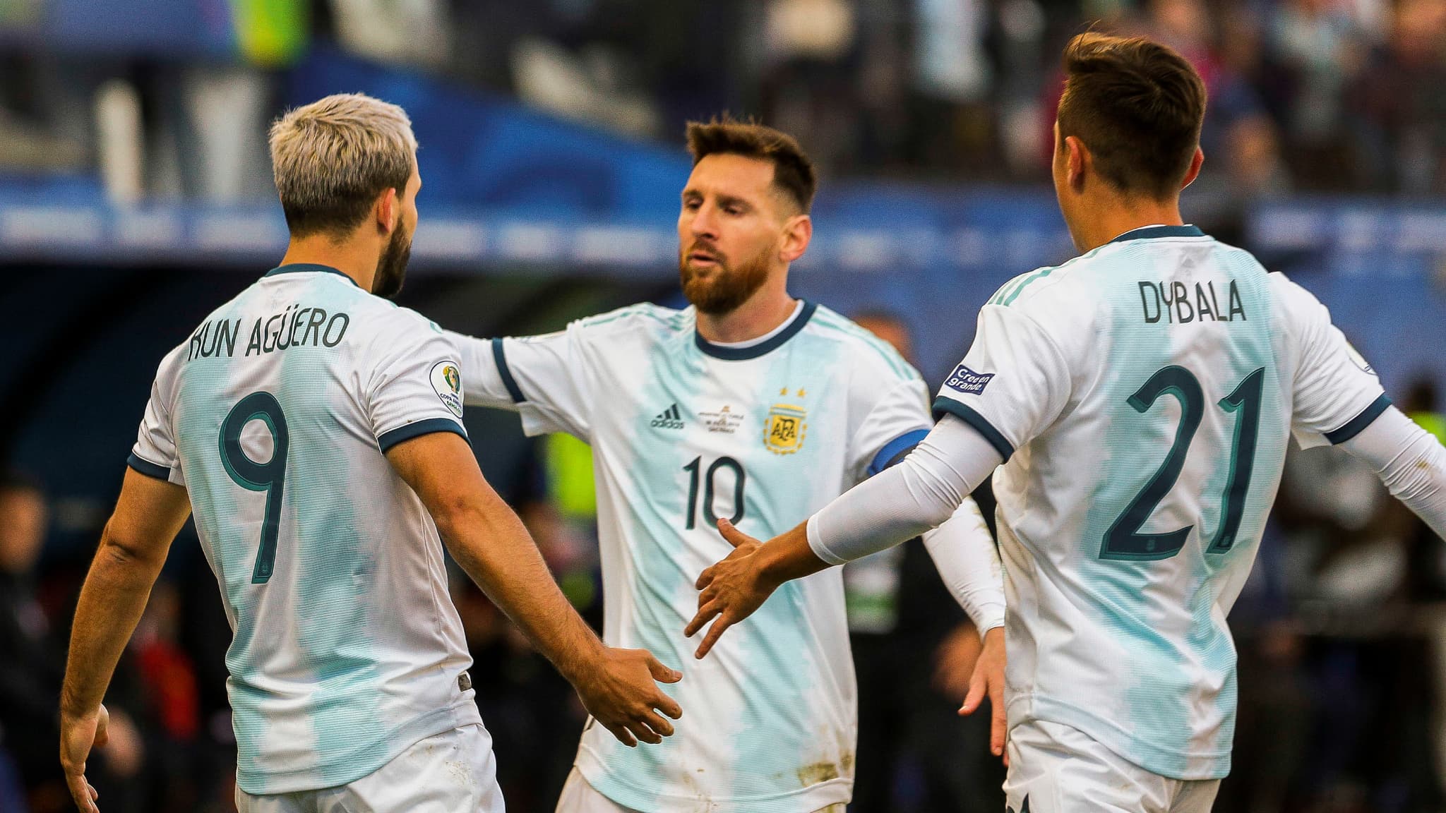 Sergio Agüero, Lionel Messi et Paulo Dybala avec l'Argentine Sergio Agüero, Lionel Messi et Paulo Dybala avec l'Argentine