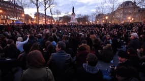 Les "Nuits Debout", place de La République à Paris, le 11 avril 2016.