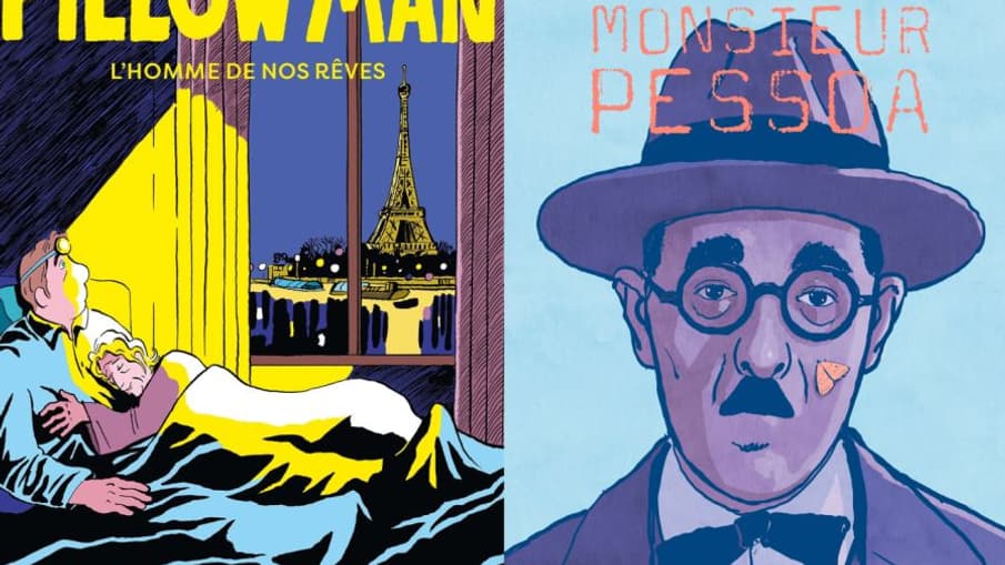 Couvertures des BD "Pillow Man" et "L'intranquille monsieur Pessoa" 