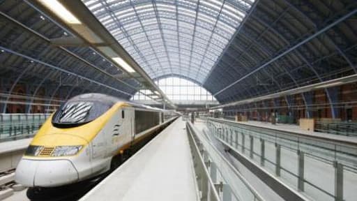 Un Eurostar en gare de Londres, St Pancras. (illustration)