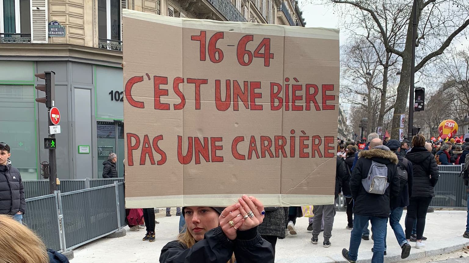 Une pancarte dans la manifestation à Paris le 11 mars Une pancarte dans la manifestation à Paris le 11 mars