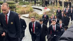 Les joueurs de Manchester United aux funérailles de Kath Phipps le 6 janvier 2025
