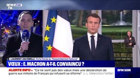 Voeux d'Emmanuel Macron: Laurent Jacobelli (RN) dit avoir "vu un président de la République bouffi d'auto-satisfaction"