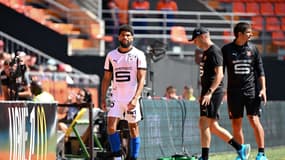 Mahdi Camara exclu lors de Lorient-Rennes, le 24 août 2025.