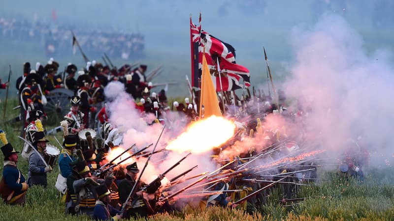 Sur les lieux de la reconstitution de la bataille de Waterloo, le 19 juin.