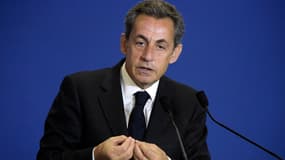 Nicolas Sarkozy le 17 janvier 2015 au siège de l'UMP à Paris.