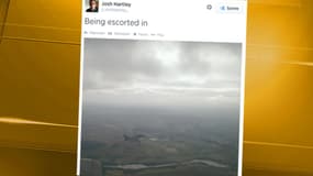 Manchester: un passager à bord a tweeté une photo de l'avion militaire les escortant.