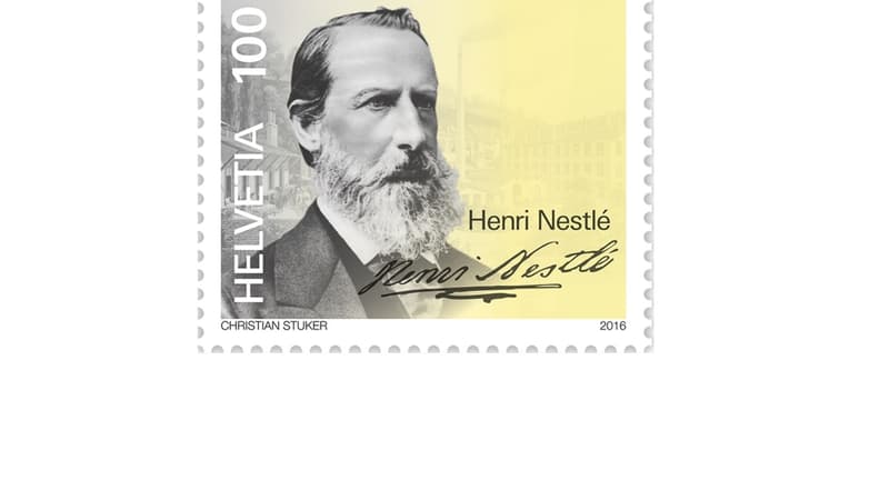 Henri Nestlé est affiché sur les timbres.